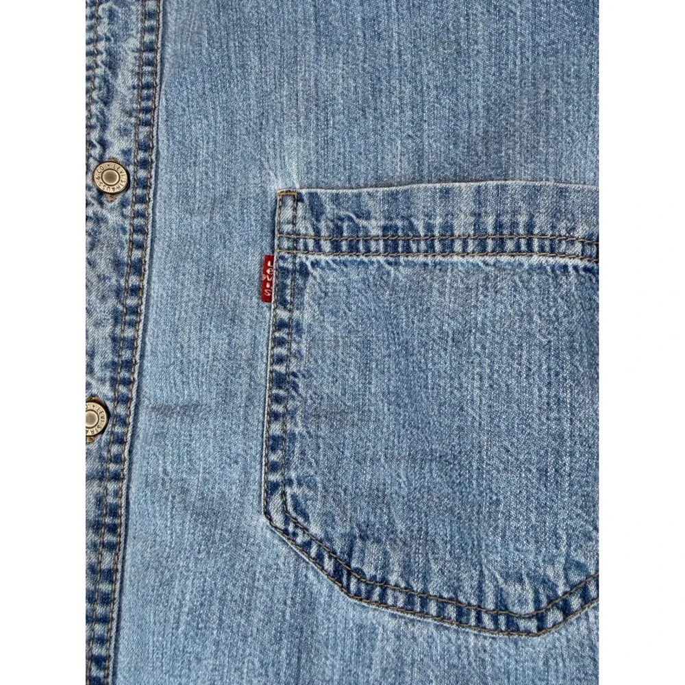 Vtg‎ Levis Red Tab Denim Button Down Shirt Mens XL Blue Long Sleeve Workwear